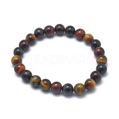 Natural Tiger Eye Bead Stretch Bracelets BJEW-K212-A-005-1