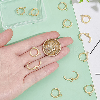 12Pcs Brass Micro Pave Clear Cubic Zirconia Hoop Earring Findings KK-UN0002-23-1