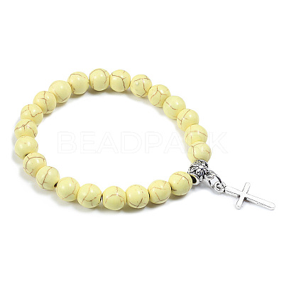 Cross Bracelet Women's European and American Fashion Personality Black Bracelet Ethnic Style Jewelry Lava Stone XK5170-5-1