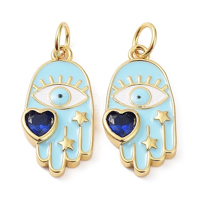 Rack Plating Brass Enamel with Glass Pendants KK-B076-11G-1