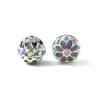 Brass & Alloy & Rhinestone Enamel Beads RB-CBA973B-11B-P-1