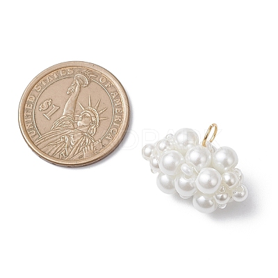 Pearlized Glass Pearl Beads Pendants PALLOY-MZ01101-01-1