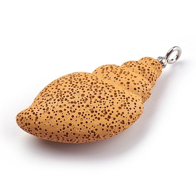 Synthetic Lava Rock Pendants G-P409-D04-1