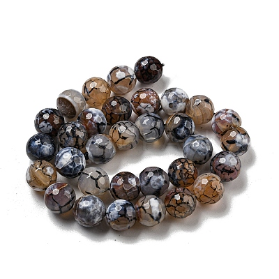 Faceted Natural Fire Crackle Agate Beads Strands G-F447-12mm-N08-1