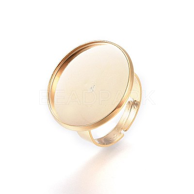 Adjustable 201 Stainless Steel Finger Rings Components X-STAS-G187-01G-20mm-1