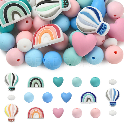 26Pcs Food Grade Eco-Friendly Silicone Beads SIL-YW0002-42A-1