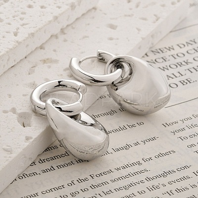 Teardrop Brass Hoop Earrings for Women EJEW-U055-18P-1