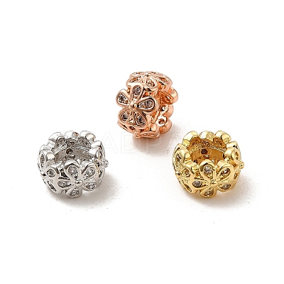 Rack Plating Brass Micro Pave Cubic Zirconia Beads KK-C010-05-1