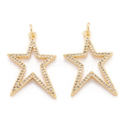 Brass Micro Pave Clear Cubic Zirconia Beads Pendants ZIRC-M114-26G-1