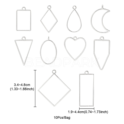 10Pcs Alloy Open Back Bezel Pendants PALLOY-YWC0002-02S-1