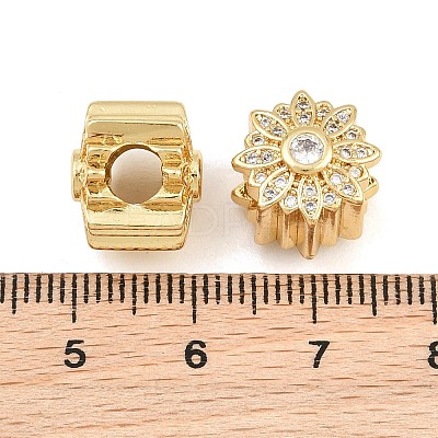 Brass Micro Pave Clear Cubic Zirconia European Beads CU-CBA765C-08G-1