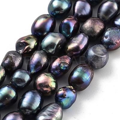 Dyed Natural Cultured Freshwater Pearl Beads Strands PEAR-P062-28F-1