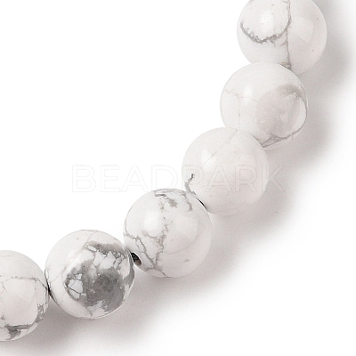 8mm Round Natural Howlite Braided Bead Bracelets BJEW-C067-01B-08-1