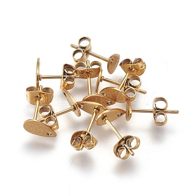 Ion Plating(IP) 304 Stainless Steel Stud Earring Findings STAS-O119-12A-G-1