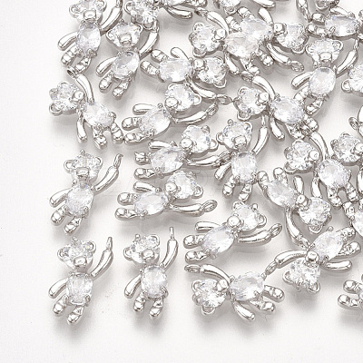 Brass Cubic Zirconia Charms X-KK-T035-117P-1