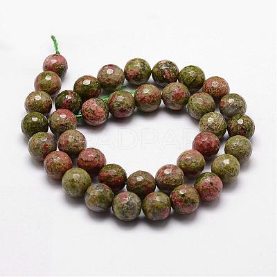 Natural Unakite Beads Strands G-D840-45-8mm-1
