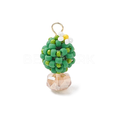 Glass Seed Beaded Cactus Pendants PALLOY-MZ00860-02-1