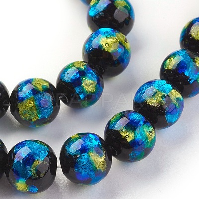 Handmade Silver Foil Glass Lampwork Beads LAMP-P051-G02-12mm-1