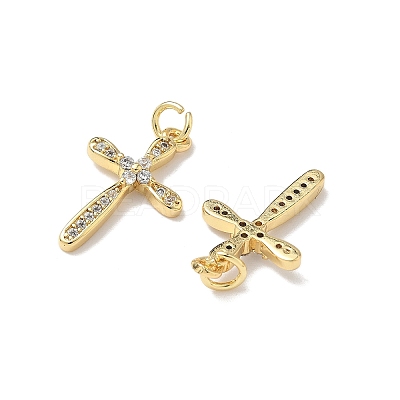 Brass Micro Pave Cubic Zirconia Pendants X1-KK-Q068-49C-G-1