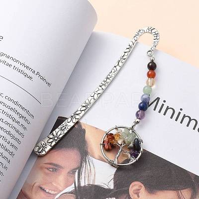Tibetan Style Carved Alloy Bookmark AJEW-JK00161-1