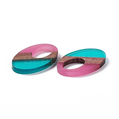 Transparent Resin & Walnut Wood Pendants RESI-M027-02H-1