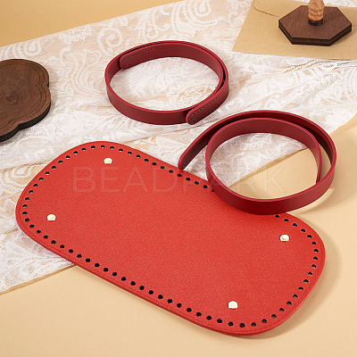 1Pc PU Leather Oval Long Bag Bottoms DIY-TA0015-27-1