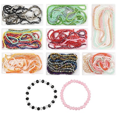 6 Strands 6 Colors Glass Beads Strands DGLA-YW0001-44A-1