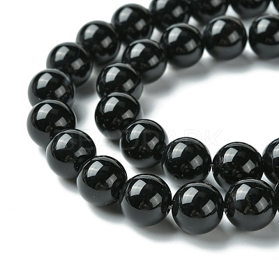 Natural Dyed & Heated Black Onyx Round Beads Strand X-G-L087-12mm-01-1