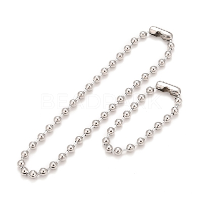 Tarnish Resistant 304 Stainless Steel Ball Chain Necklace & Bracelet Set STAS-D181-02P-01A-1