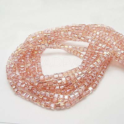 Electroplate Glass Beads Strands X-EGLA-D018-8x8mm-69-1
