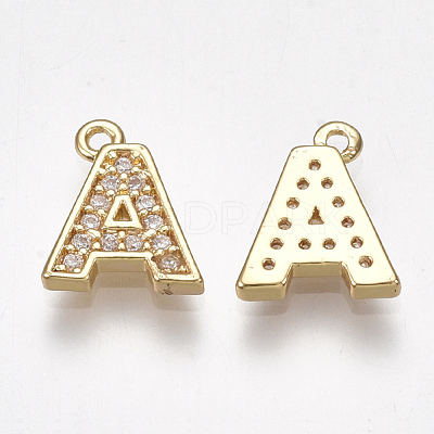 Brass Cubic Zirconia Charms KK-S348-330A-1