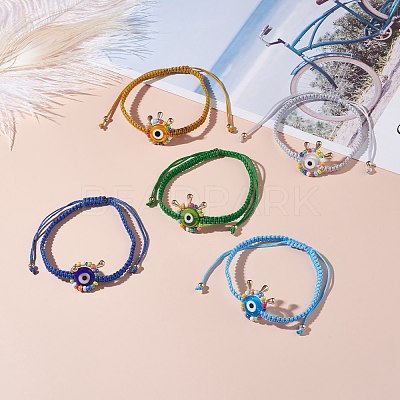 Big Evil Eye Braided Bead Bracelet BJEW-JB07109-1
