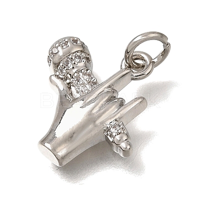 Brass Micro Pave Clear Cubic Zirconia Pendants CU-CBAEEA8-17P-1