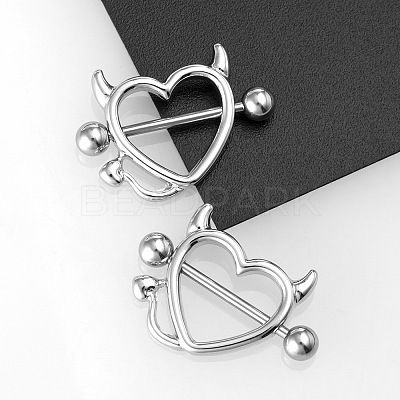 316L Stainless Steel Evil Heart Nipple Rings WG1C5FF-02-1