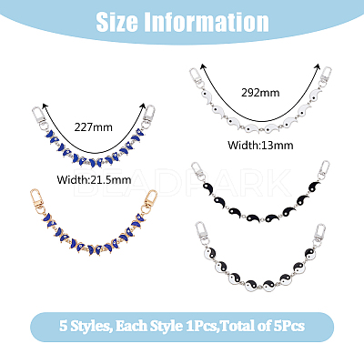 2 Sets 2 Style Alloy Enamel Butterfly with Evil Eye & Yin Yang Link Chain Purse Strap Extenders AJEW-FH0003-83-1
