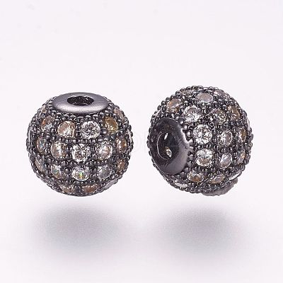 Brass Micro Pave Cubic Zirconia Beads ZIRC-G092-24B-05-1