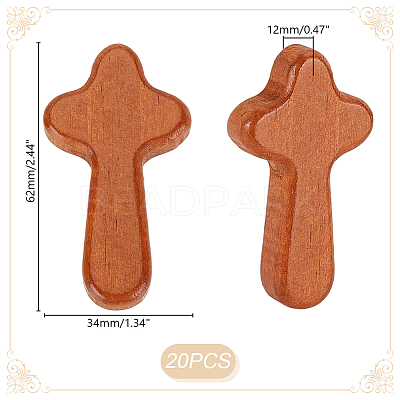 20Pcs Wooden Cross Wall Ornaments AJEW-GA0007-36-1