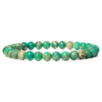 Synthetic Imperial Jasper Round Beaded Stretch Bracelet SF8562-28-1-1