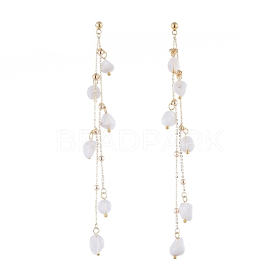 Natural White Moonstone Dangle Stud Earring EJEW-JE04122-01-1