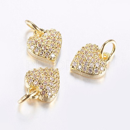 Long-Lasting Plated Brass Micro Pave Cubic Zirconia Charms X-ZIRC-F069-41G-1