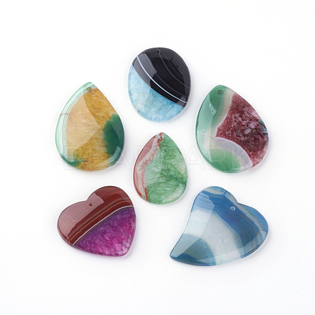 Dyed Natural Brazilian Agate Crystal Pendants X-G-S220-12-1