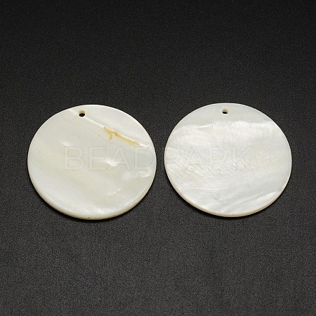 Flat Round Freshwater Shell Pendants X-SHEL-M005-35-1