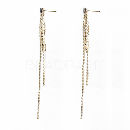 Brass Chain Tassel Earrings KK-T062-40G-NF-1