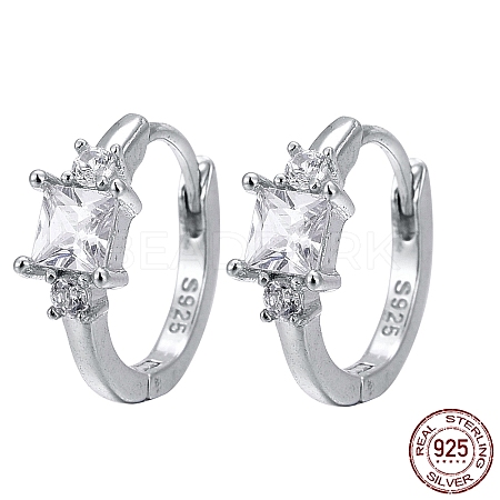 Rhodium Plated 925 Sterling Silver Hoop Earring STER-I018-09P-1