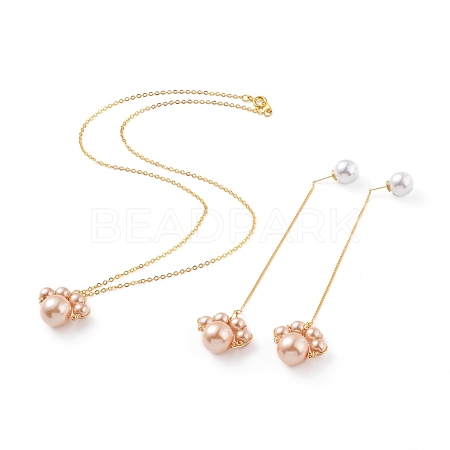 Dog Paw Prints Pendant Necklace & Dangle Earrings Jewelry Sets SJEW-JS01059-03-1
