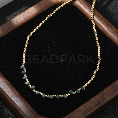 Brass Miyuki Seed Beaded Necklaces for Women NJEW-B126-01G-1