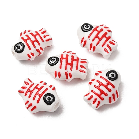 Handmade Printed Porcelain Beads PORC-F005-03B-01-1