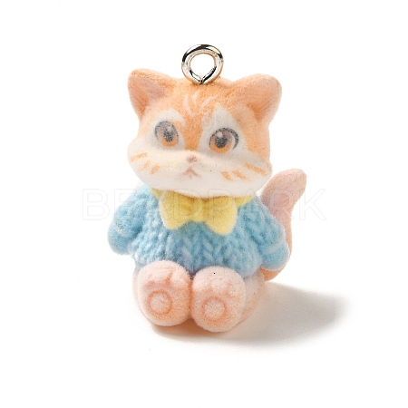 Cute Fox Flocking Resin Pendants MACR-Z001-02P-1