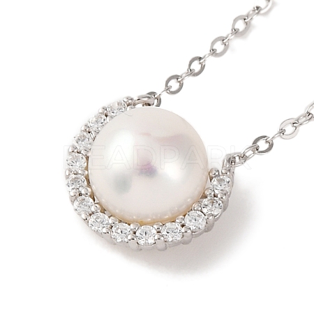 Rhodium Plated 925 Sterling Silver Micro Pave Clear Cubic Zirconia Necklaces NJEW-C058-01P-1