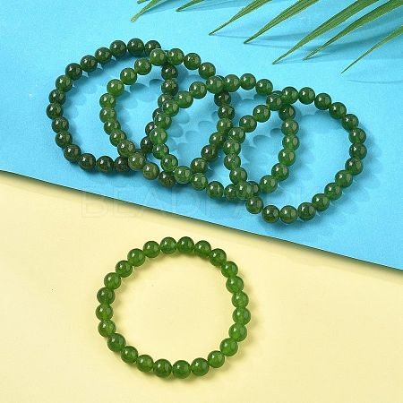 Natural TaiWan Jade Bead Stretch Bracelets BJEW-K212-B-019-1